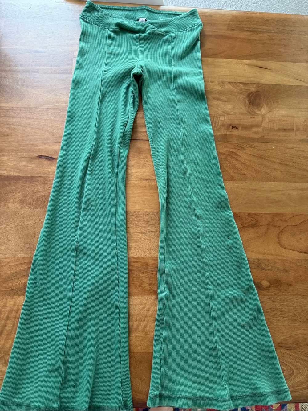 Urban Outfitters - Out From Under Green Ribbed Flare Pants Size Small